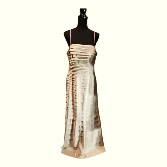 JS Collections Tan Tiered Evening Mermaid Gown, Size 14 - Picture 6 of 17